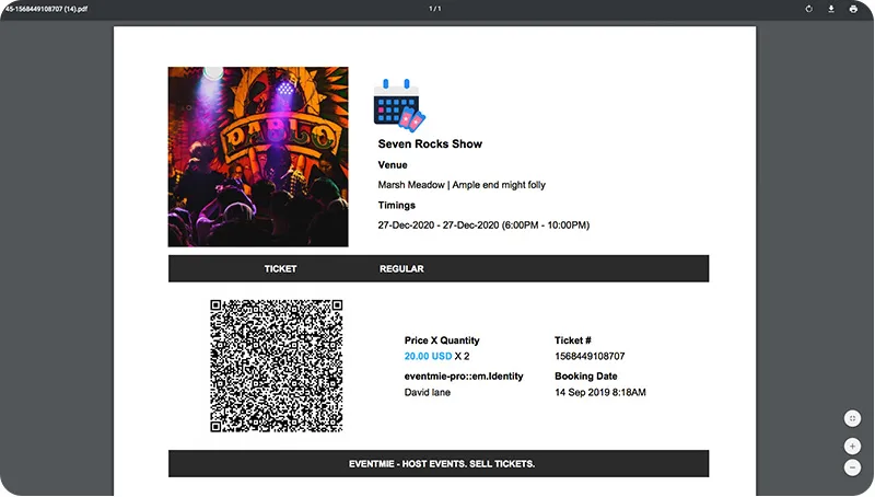 Event Ticket PDF with QrCode